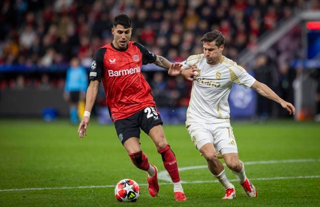 Leverkusen, Germany 29th Jan 2025 Exequiel Palacios LEV , Lukas Sadilek Prague Bayer Leverkusen Sparta Prague 29 01 2025