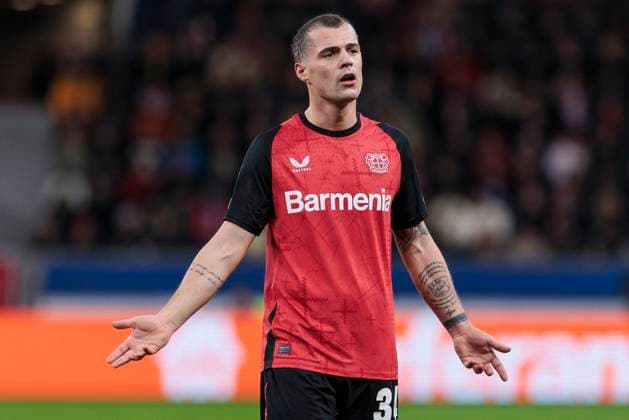 UEFA Champions League, Bayer Leverkusen Sparta Prague, 29 01 2025 Granit Xhaka Bayer 04 Leverkusen, 34 complains UEFA Champions League, Bayer Leverkusen Sparta Prague, Matchday 8, on 29 01 2025, BayArena, Leverkusen UEFA regulations prohibit any use of photographs as image sequences and or quasi video Copyright: xBEAUTIFULxSPORTS Meuselx