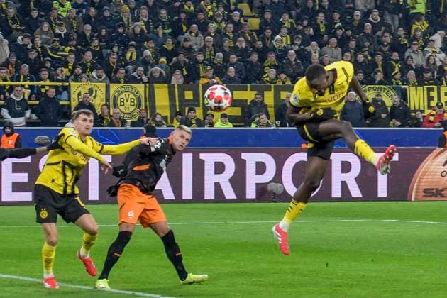 Strafraumszene Torchance von Serhou Guirassy (Dortmund 9) 29.01.2025 Fussball, Champions League, Borussia Dortmund vs Schachtar Donezk, Signal Iduna Park, Dortmund, Copyright: xpepphotox xSaschaxWeizx pep00321, pep_20250129_hm_2320