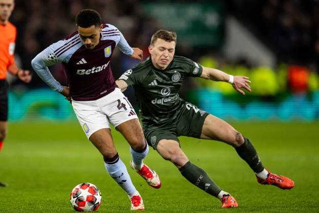 Aston Villa v Celtic Champions League 29 01 2025. Aston Villa midfielder Jacob Ramsey (41) battles for possession during the Champions League match between Aston Villa and Celtic at Villa Park, Birmingham, England on 29 January 2025. Birmingham Villa Park West Midlands England Editorial use only , Copyright: xManjitxNarotrax PSI-21358-0099
