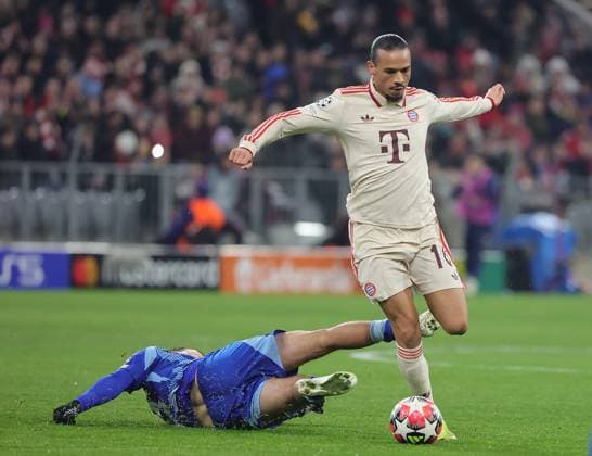 (250130) -- MUNICH, Jan. 30, 2025 -- David Strelec (L) of Slovan Bratislava vies with Leroy Sane of Bayern Munich during the UEFA Champions League football match between Bayern Munich and Slovan Bratislava in Munich, Germany, Jan. 29, 2025. (Photo by Xinhua) (SP)GERMANY-MUNICH-FOOTBALL-UEFA CHAMPIONS LEAGUE-BAYERN MUNICH VS SLOVAN BRATISLAVA PhilippexRuiz 