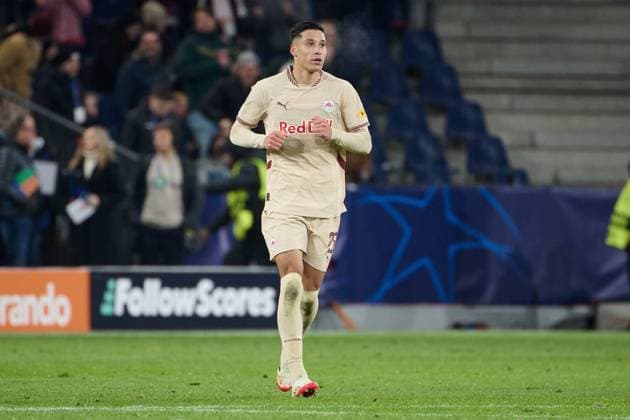 Salzburg, Austria January 29, 2025 Champions League 2024 2025 RB Salzburg vs Atletico de Madrid In the picture scorer Adam Daghim RB after his goal to 1 4 Red Bull Arena Copyright: xFotostandx xWassmuthx