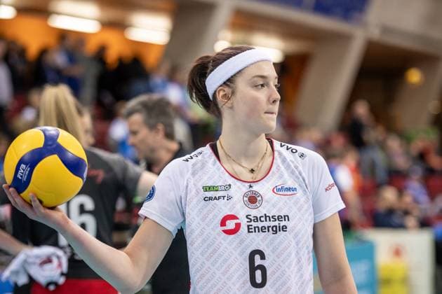 Victoria Demidova Dresdner SC, 06 GER, Allianz MTV Stuttgart Dresdner SC, Volleyball Bundesliga, VBL, 2024 2025 season, 30 01 2025 GER, Allianz MTV Stuttgart Dresdner SC, Volleyball Bundesliga, VBL, 2024 2025 season, 30 01 2025 Stuttgart Copyright: xSandyxDinkelackerx EP_SDR