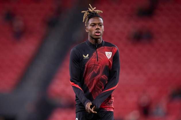 January 30, 2025, Bilbao, Vizcaya, SPAIN: Nico Williams of Athletic Club looks on prior to the Europa League match between Athletic Club and and FC Viktoria Plzen at San Mames on January 30, 2025, in Bilbao, Spain. Bilbao SPAIN - ZUMAa181 20250130_zaa_a181_001 Copyright: xRicardoxLarreinax