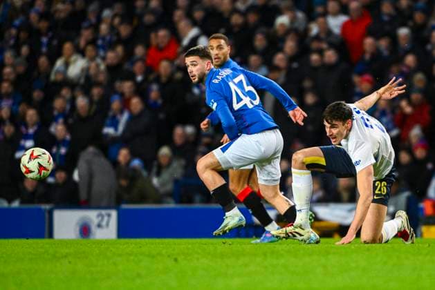 Rangers FC v Royale Union Saint-Gilloise - UEFA Europa League GLASGOW, SCOTLAND - JANUARY 30 : Sykes Ross defender of Royale Union Saint-Gilloise and Nicolas Raskin midfielder of Rangers FC in action during the UEFA Europa League 2024 25 League Phase MD8 match between Rangers FC and Royale Union Saint-Gilloise on January 30, 2025 in Glasgow, Scotland, 30 01 2025 Glasgow Scotland  Copyright: xVincentxKalutx