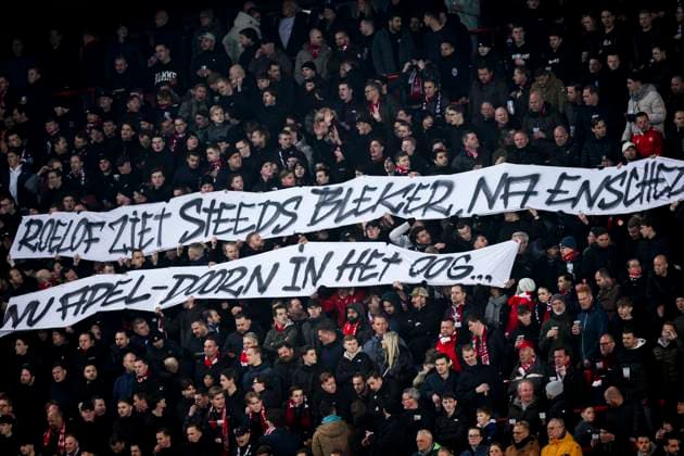 2025-01-30 FC Twente v Besiktas JK - UEFA Europa League 2024 25 League Phase MD8 ENSCHEDE, NETHERLANDS - JANUARY 30: Fans and Supporters of FC Twente shows a banner during the UEFA Europa League 2024 25 League Phase MD8 match between FC Twente and Besiktas JK at De Grolsch Veste on January 30, 2025 in Enschede, Netherlands. Enschede De Grolsch Veste Netherlands Content not available for redistribution in The Netherlands directly or indirectly through any third parties. Copyright: xPeterxLousx