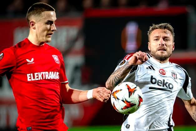FC Twente defender Gustaf Lagerbielke, Besiktas JK forwarder Ciro Immobile during the match Twente Besiktas at the Grolsch Veste for the UEFA Europa League League phase Matchday 8 season 2024 2025 in ENSCHEDE, Netherlands on 30 january 2025, photo by Marcel van Dorst EYE4images Defodi 746 212141 Defodi-746