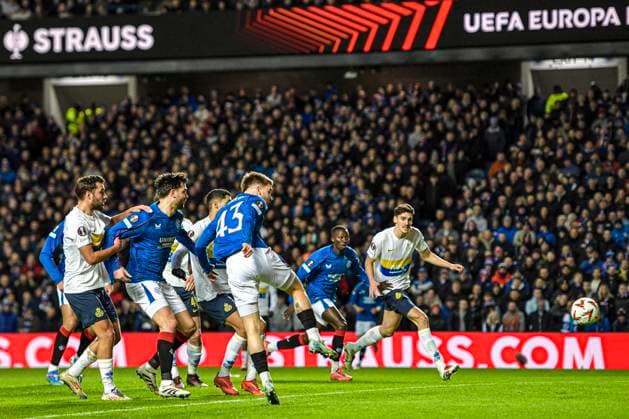 Rangers v Royale Union Saint-Gilloise UEFA Europa League Nicolas Raskin of Rangers scores their sides first goal of the match during the UEFA Europa League match at Ibrox Stadium, Glasgow UK Newspapers OUT Copyright: xJamiexJohnstonx FIL-21353-0031