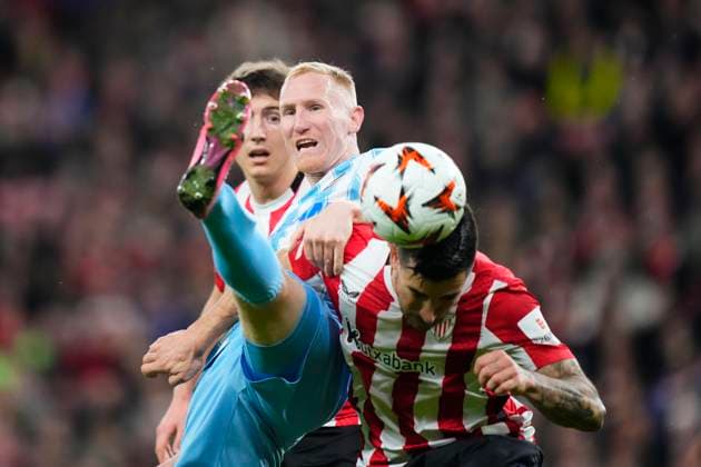 Athletic Club v FC Viktoria Plzen - UEFA Europa League 2024 25 League Phase MD8 Vaclav Jemelka centre-back of Viktoria Plzen and Czech Republic and Yuri Berchiche left-back of Athletic Club and Spain compete for the ball during the UEFA Europa League 2024 25 League Phase MD8 match between Athletic Club and FC Viktoria Plzen at Estadio de San Mames on January 30, 2025 in Bilbao, Spain. Bilbao Spain  Copyright: xJosexBretonx originalFilename:bretonhernandez-athletic250130_npWiK.jpg