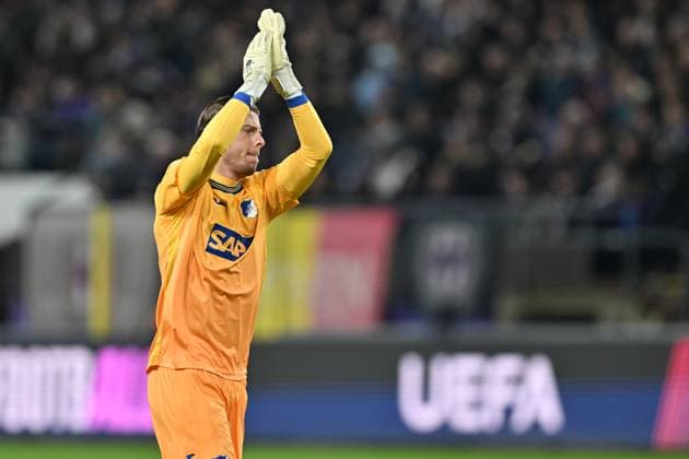 250130 RSC Anderlecht vs TSG Hoffenheim goalkeeper Luca Philipp (37) of Hoffenheim pictured during the league phase - matchday 8 game in the Uefa Europa League season 2024-2025 between Royal Sporting Club Anderlecht and TSG 1899 Hoffenheim from Germany on January 30 , 2025 in Anderlecht, Belgium. (Photo by David Catry Isosport) Anderlecht Belgium  Copyright: xDavidxCatryx 20250130DC2_9458