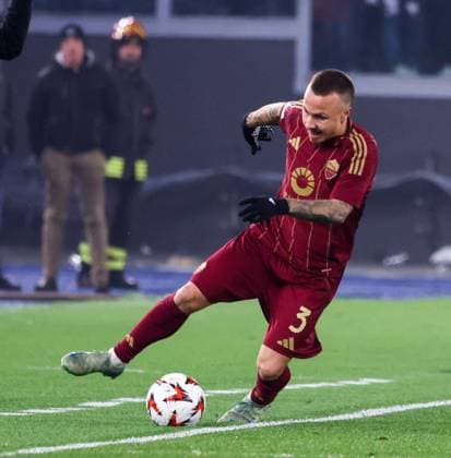 January 30, 2025, Roma, Lazio, ITALY: 30 01 2025 Rome, Stadio Olimpico, football match valid for UEFA Europa League 2024 24 between AS Roma vs Eintracht Frankfurt.In photo: Angelino of Roma AS Roma ITALY - ZUMAs236 20250130_aap_s236_027 Copyright: xFabioxSassox