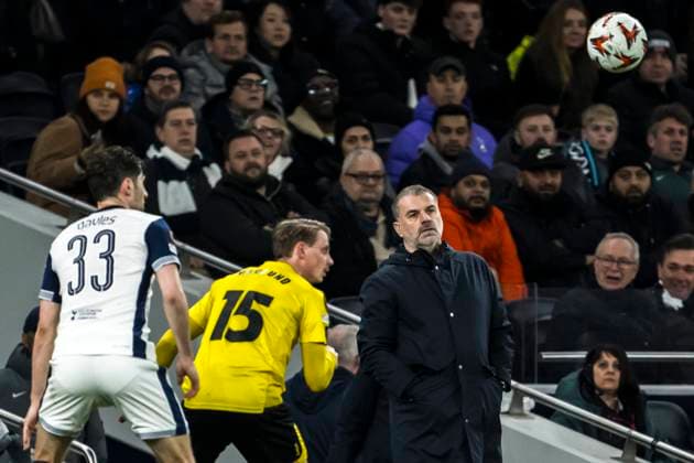 250130 Head coach Ange Postecoglou of Tottenham Hotspur during the UEFA Europa League football match between Tottenham Hotspur and Elfsborg on January 30, 2025 in London Photo Emma Wallskog BILDBYRAN COP 320 EW0477 fotboll football soccer fotball uefa europa league europa league tottenham hotspur elfsborg bbeng bbauto  Copyright: EMMAxWALLSKOG BB250130EW082