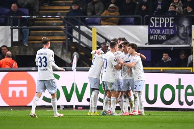 RSC Anderlecht v Hoffenheim - UEFA Europa League ANDERLECHT, BELGIUM - JANUARY 30 : Hoffenheim celebrates scoring the 1-1 during the UEFA Europa League 2024 25 League Phase MD8 match between RSC Anderlecht and Hoffenheim on January 30, 2025 in Anderlecht, Belgium, 30 01 2025 Anderlecht Belgium  Copyright: xGvgx