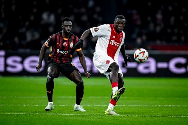 Galatasaray defender Davidson Sanchez, AFC Ajax Amsterdam forwarder Brian Brobbey, during the match Ajax Galatasaray at the Johan Cruijff ArenA for the UEFA Europa League phase Matchday 8 season 2024 2025 in AMSTERDAM, Netherlands on 30 januari 2025, photo by Stefan Koops EYE4images DeFodi Images Defodi 746 212166 Defodi-746