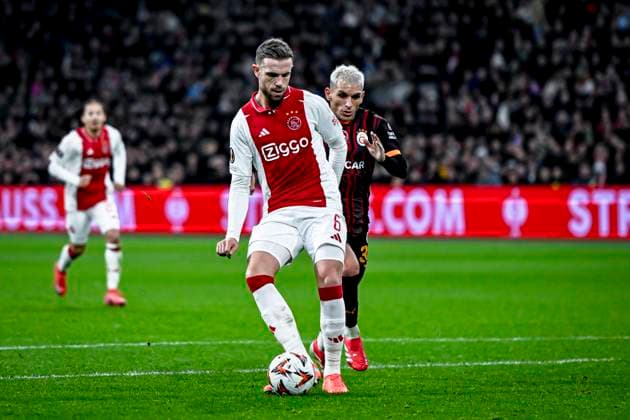 AFC Ajax Amsterdam midfielder Jordan Henderson, Galatasaray midfielder Lucas Torreira, during the match Ajax Galatasaray at the Johan Cruijff ArenA for the UEFA Europa League phase Matchday 8 season 2024 2025 in AMSTERDAM, Netherlands on 30 januari 2025, photo by Stefan Koops EYE4images DeFodi Images Defodi 746 212176 Defodi-746