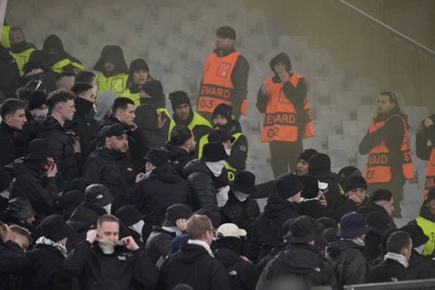 incidents in the Eintracht fan sector during the UEFA Europa League 2024-2025 football match between AS Roma vs Eintracht Frankfurt at the Olympic Stadium in Rome on Juanary 30, 2025.  Copyright: xFabrizioxCorradetti IPAxSportx xipa-agency.netx xx IPA_53472938 IPA_Agency_IPA53472938