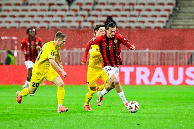 FOOTBALL : OGC Nice VS FK Bodo Glimt - UEFA Europa League - 30 01 2025 L OGC Nice recoit le FK Bodo Glimt Ã l Allianz Riviera dans le cadre de la huiteme journÃ e d UEFA Europa League. Fares Bousnina (OGCN) NiceFrance  Copyright: xWilliamxCannarellax