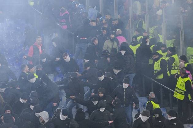 incidents in the Eintracht fan sector during the UEFA Europa League 2024-2025 football match between AS Roma vs Eintracht Frankfurt at the Olympic Stadium in Rome on Juanary 30, 2025.  Copyright: xFabrizioxCorradetti IPAxSportx xipa-agency.netx xx IPA_53473001 IPA_Agency_IPA53473001