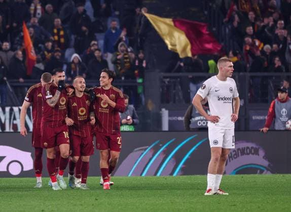 UEFA Europa League Football Match - 2024 25 Roma vs Eintracht Frankfurt 30 01 2025 Rome, Stadio Olimpico, football match valid for UEFA Europa League 2024 24 between AS Roma vs Eintracht Frankfurt In photo: goal the Angelino of Roma AS ROMA Stadium Olimpic Lazio ITALY Copyright: xFABIOxSASSO FPAxFabioxSasso FPAx Roma Eintracht Frankfurt2025_01_30Fabio Sasso0427