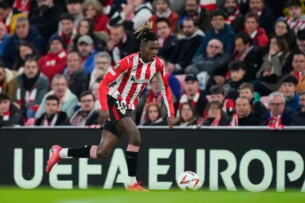 Athletic Club v FC Viktoria Plzen - UEFA Europa League 2024 25 League Phase MD8 Nico Williams left winger of Athletic Club and Spain in action during the UEFA Europa League 2024 25 League Phase MD8 match between Athletic Club and FC Viktoria Plzen at Estadio de San Mames on January 30, 2025 in Bilbao, Spain. Bilbao Spain  Copyright: xJosexBretonx originalFilename:bretonhernandez-athletic250130_npU69.jpg