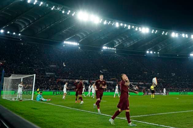 Angelino (AS Roma) celebrates after scoring his team s first goal, UEFA Europa League 2024 25 League Phase MD8, AS Roma v Eintracht Frankfurt, Stadio Olimpico, January 30, 2025, Rome, Italy.
