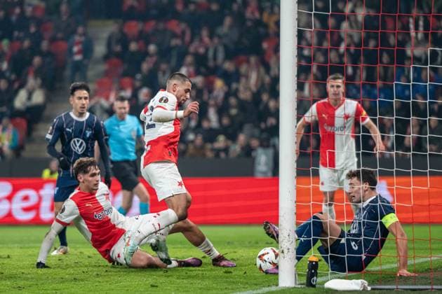 Ondrej Ling big scoring chance during UEFA Europa league match, SK Slavia Prague - Malmo FF , 30. january 2025, Fortuna Arena, Prague, Czech republic Copyright: xMICHALxFAJT,ZOSPORTU.SKx FAJ_2596