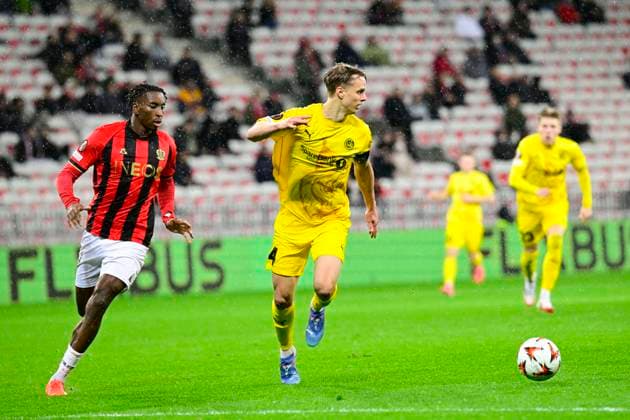 FOOTBALL : OGC Nice VS FK Bodo Glimt - UEFA Europa League - 30 01 2025 L OGC Nice recoit le FK Bodo Glimt Ã l Allianz Riviera dans le cadre de la huiteme journÃ e d UEFA Europa League. Odin Bjortuft (FKBG) NiceFrance  Copyright: xWilliamxCannarellax
