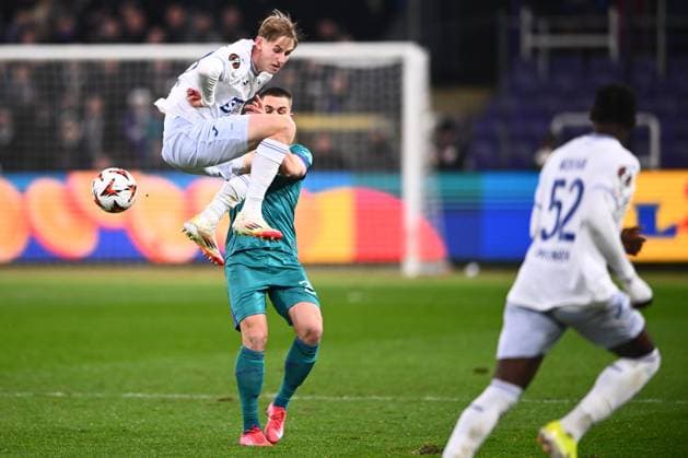 RSC Anderlecht v Hoffenheim - UEFA Europa League ANDERLECHT, BELGIUM - JANUARY 30 : Klauss of Hoffenheim, Dendoncker Leander defender of RSC Anderlecht during the UEFA Europa League 2024 25 League Phase MD8 match between RSC Anderlecht and Hoffenheim on January 30, 2025 in Anderlecht, Belgium, 30 01 2025 Anderlecht Belgium  Copyright: xGvgx