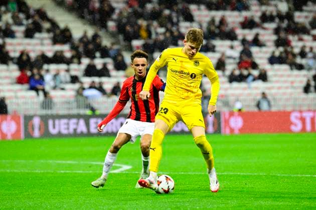FOOTBALL : OGC Nice VS FK Bodo Glimt - UEFA Europa League - 30 01 2025 L OGC Nice recoit le FK Bodo Glimt Ã l Allianz Riviera dans le cadre de la huiteme journÃ e d UEFA Europa League. Jens Petter Hauge (FKBG) NiceFrance  Copyright: xWilliamxCannarellax