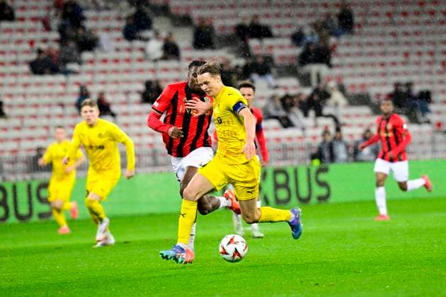 FOOTBALL : OGC Nice VS FK Bodo Glimt - UEFA Europa League - 30 01 2025 L OGC Nice recoit le FK Bodo Glimt Ã l Allianz Riviera dans le cadre de la huiteme journÃ e d UEFA Europa League. Ulrik Saltnes (FKBG) NiceFrance  Copyright: xWilliamxCannarellax