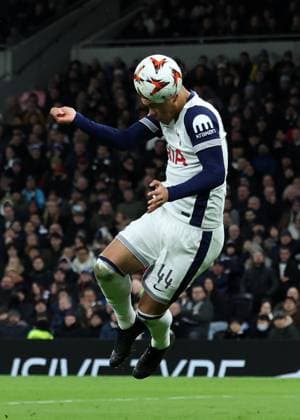 London, England, 30th January 2025. Dane Scarlett of Tottenham Hotspur scoring his sides opening goal during the UEFA Europa League match at the Tottenham Hotspur Stadium, London. Picture credit should read: David Klein Sportimage EDITORIAL USE ONLY. No use with unauthorised audio, video, data, fixture lists, club league logos or live services. Online in-match use limited to 120 images, no video emulation. No use in betting, games or single club league player publications. SPI_024_DK_Tottenham_Elfsborg SPI-3644-0032
