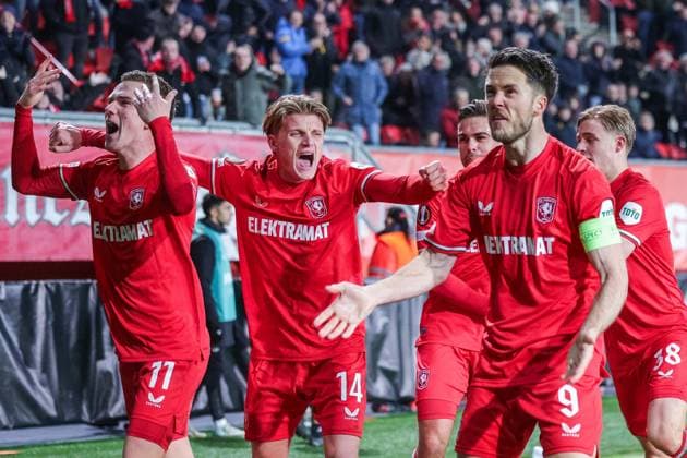 Soccer UEFA Europa League matchday 8 FC Twente Enschede Besiktas JK on 30 01 2025 at Arena De Grolsch Veste in Enschede Goal celebration for 1 0 by Daan Rots Enschede xJRx