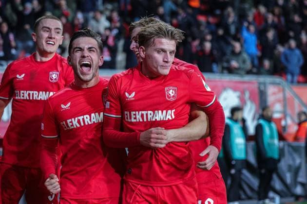 Soccer UEFA Europa League matchday 8 FC Twente Enschede Besiktas JK on 30 01 2025 at Arena De Grolsch Veste in Enschede Goal celebration for 1 0 by Daan Rots Enschede xJRx