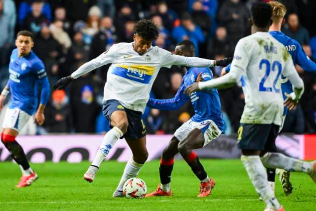 Rangers FC v Royale Union Saint-Gilloise - UEFA Europa League GLASGOW, SCOTLAND - JANUARY 30 : Rodriguez Cortez Kevin Jose forward of Royale Union Saint-Gilloise in action during the UEFA Europa League 2024 25 League Phase MD8 match between Rangers FC and Royale Union Saint-Gilloise on January 30, 2025 in Glasgow, Scotland, 30 01 2025 Glasgow Scotland  Copyright: xVincentxKalutx