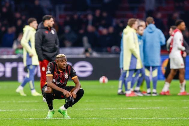 AMSTERDAM , 30-01-2025 , Johan Cruijff Arena , UEFA Europa League football , season 2024 2025, match between Ajax and Galatasaray , Galatasaray player Victor Osimhen dejected after lose the match Ajax - Galatasaray  x27629397x Copyright: