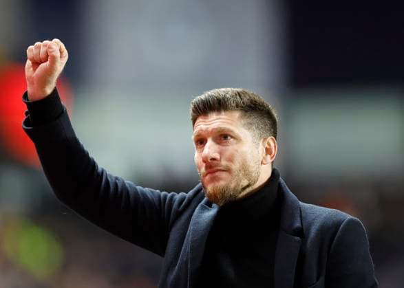 Rangers v Royale Union Saint-Gilloise UEFA Europa League Sebastien Pocognoli Royale Union Saint-Gilloise Coach applauds supporters at full time during the UEFA Europa League match at Ibrox Stadium, Glasgow UK Newspapers OUT Copyright: xFredxPalmerx FIL-21352-0060