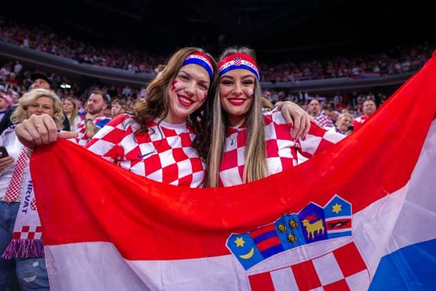 ZAGREB, CROATIA - JANUARY 30, 2025: 29th IHF Men s World Championship, WM, Weltmeisterschaft 2025. Final round, Semifinals, France - Croatia. Croatian fans on stand. France - Croatia 