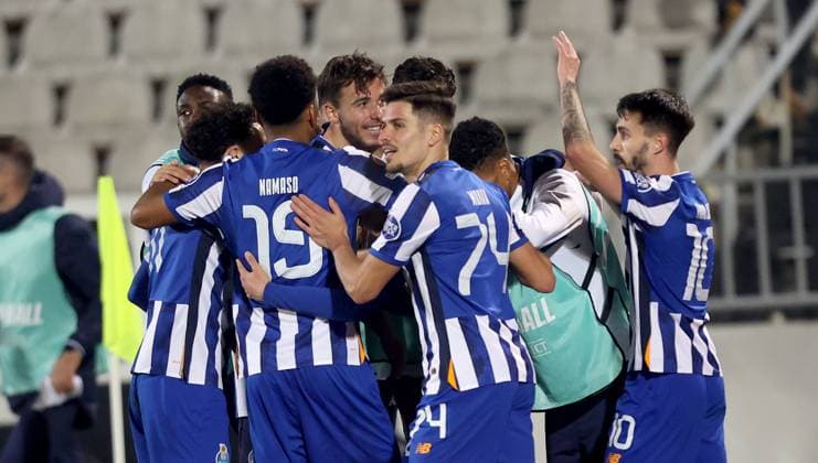 30.01.2025 Belgrade(Serbia) FC Maccabi Tel Aviv- FC Porto Uefa Europa League men s football Nico Gonzalez,Francisco Moura,Fabio Vieira FC Porto celebration :