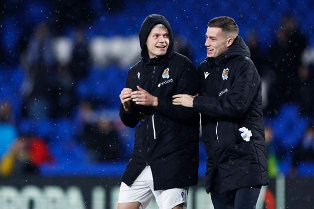 Orri Oskarsson, Luka Sucic (Sociedad), JANUARY 30, 2025 - Football Soccer : UEFA Europa League match between Real Sociedad 2-0 PAOK Thessaloniki at Reale Arena in San Sebastian, Spain. Noxthirdxpartyxsales  (280124469)