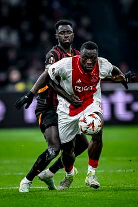 Galatasaray defender Davidson Sanchez, AFC Ajax Amsterdam forwarder Brian Brobbey, during the match Ajax Galatasaray at the Johan Cruijff ArenA for the UEFA Europa League phase Matchday 8 season 2024 2025 in AMSTERDAM, Netherlands on 30 januari 2025, photo by Stefan Koops EYE4images DeFodi Images Defodi 746 212389 Defodi-746