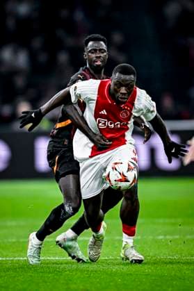 Galatasaray defender Davidson Sanchez, AFC Ajax Amsterdam forwarder Brian Brobbey, during the match Ajax Galatasaray at the Johan Cruijff ArenA for the UEFA Europa League phase Matchday 8 season 2024 2025 in AMSTERDAM, Netherlands on 30 januari 2025, photo by Stefan Koops EYE4images DeFodi Images Defodi 746 212431 Defodi-746