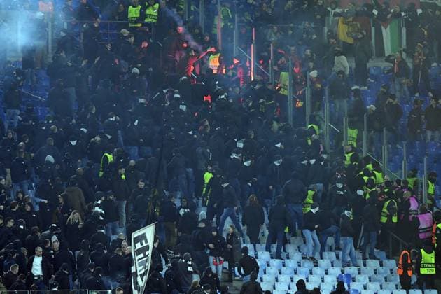 Soccer, Europa League qualifying round , AS Roma v Eintracht Frankfurt Eintracht Frankfurt fans during the Europa League qualifying round - 8th leg match between AS Roma v Eintracht Frankfurt at Olympic stadium Copyright: xImago-Images Emmefotox