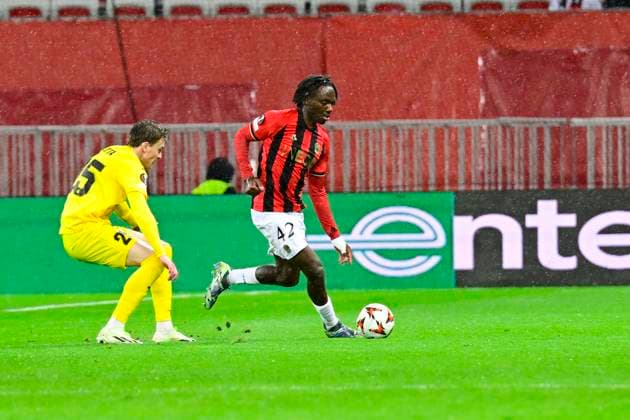 FOOTBALL : OGC Nice VS FK Bodo Glimt - UEFA Europa League - 30 01 2025 L OGC Nice recoit le FK Bodo Glimt Ã l Allianz Riviera dans le cadre de la huiteme journÃ e d UEFA Europa League. YaÃ«l Nandjou (OGCN) NiceFrance  Copyright: xWilliamxCannarellax