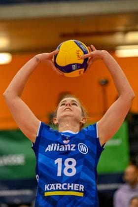 DVL Allianz MTV Stuttgart Dresdner SC 30 01 2025 DVL, Volleyball, 1 Bundesliga, Women, Season 2024 25, Allianz MTV Stuttgart in blue , against Dresdner SC in white red , Pia Kästner, Copyright: xBEAUTIFULxSPORTS TomxBlochx