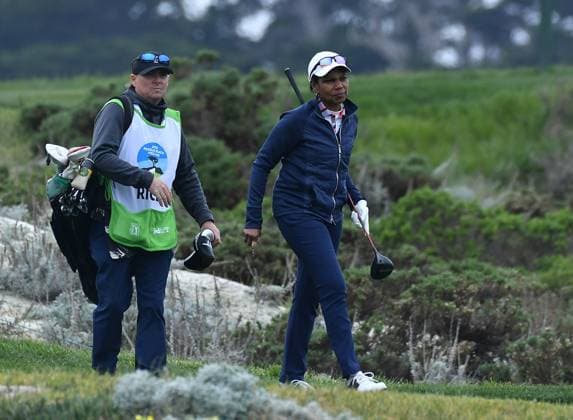 January 30, 2025, Pebble Beach, Ca, USA: Condoleezza Rice during the first round of the AT&T Pebble Beach Pro-Am 2025 at Spyglass Hill golf course on January 30, 2025 in Pebble Beach, California. Casey Flanigan imageSPACE Pebble Beach USA - ZUMAi237 20250130_zsa_i237_050 Copyright: xFlanigan Imagespacex