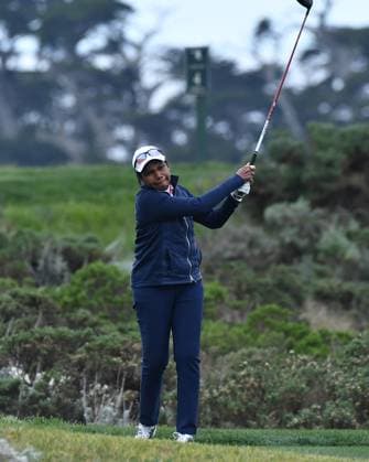 January 30, 2025, Pebble Beach, Ca, USA: Condoleezza Rice during the first round of the AT&T Pebble Beach Pro-Am 2025 at Spyglass Hill golf course on January 30, 2025 in Pebble Beach, California. Casey Flanigan imageSPACE Pebble Beach USA - ZUMAi237 20250130_zsa_i237_051 Copyright: xFlanigan Imagespacex