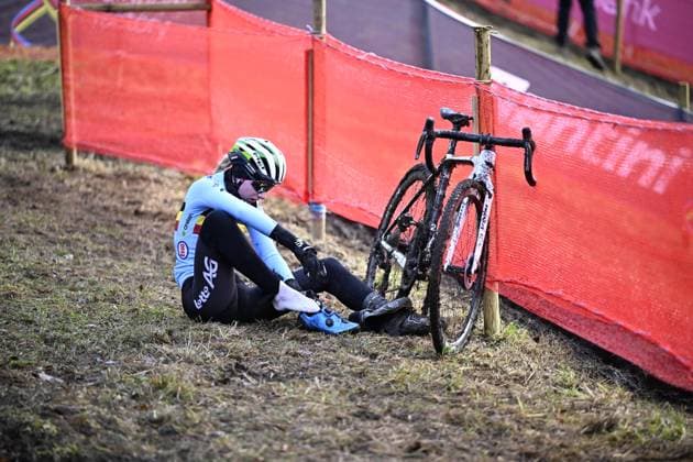 Belgian Xaydee Van Sinaey pictured during a track reconnaissance ahead of the UCI cyclocross World Championship, WM, Weltmeisterschaft in Lievin, France, Friday 31 January 2025. The world championships are taking place from 31 January until 02 February. JASPERxJACOBS  x111504185x