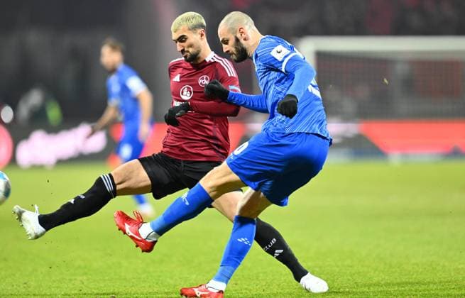 31 01 2025 Soccer Season 2024 2025 2 Soccer Bundesliga 20 Matchday 1 FC Nürnberg FCN Club SV Darmstadt 98 SVD Lilien Sportfoto Zink xwoxzix DFL regulations prohibit any use of photographs as image sequences and or quasi video only for editorial use Mahir Emreli 30, 1 FC Nürnberg FCN Aleksandar Vukotic 20, SV Darmstadt 98 D98 SV98