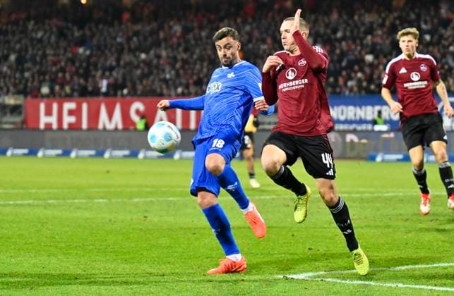 31 01 2025 Soccer Season 2024 2025 2 Soccer Bundesliga 20 Matchday 1 FC Nürnberg FCN Club SV Darmstadt 98 SVD Lilien Sportfoto Zink xwoxzix DFL regulations prohibit any use of photographs as image sequences and or quasi video only for editorial use Philipp Förster 18, SV Darmstadt 98 D98 SV98 Ondrej Karafiat 44, 1 FC Nürnberg FCN
