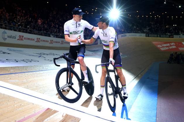 DEU, Sixdays Weekend 2025, 31 01 2025, Velodrom, Berlin, DEU, Sixdays Weekend 2025, in the picture Roger Kluge GER and Theo Reinhardt GER Photo Juergen Engler nordphoto GmbH nordphotoxGmbHx xEngler nph00076